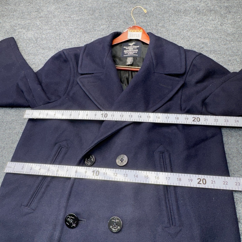 Vintage Polo Ralph Lauren Peacoat Mens Large Wool USRL Military Anchor Coat - Picture 15 of 16
